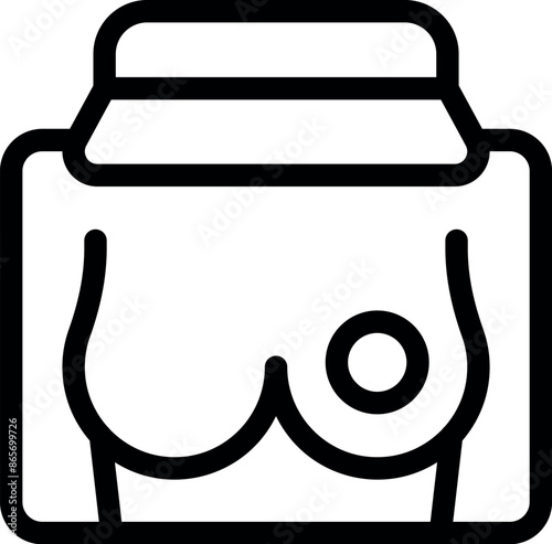 Line icon of a mammogram showing a tumor, representing breast cancer screening and diagnosis