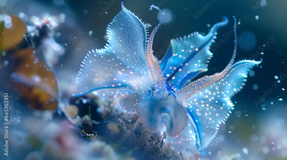 Amidst icy depth of North Pacific intricate beauty of blue dragon sea