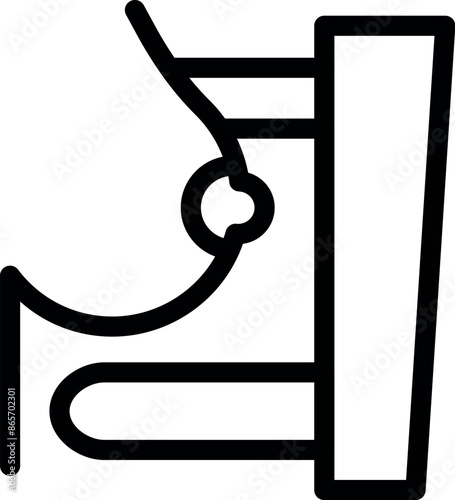 Line icon of an otoscope being used during a medical exam