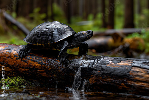 Red-bellied turtle in natural environment photo