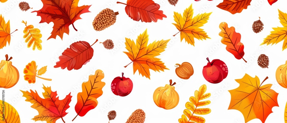 Fototapeta premium Vector Pattern of Autumn. Colorful Vector Illustration for Autumn. Light Warm Color Pattern