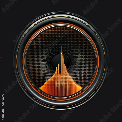 Red speaker and sound waves isolated vector illustration. Logo of vox power