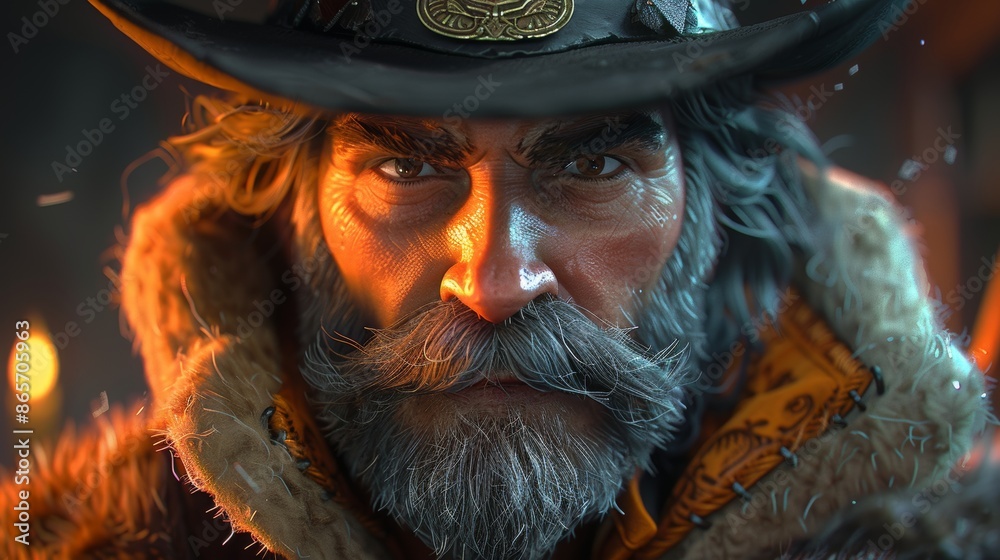 3D illustration of a legendary outlaw originally depicted in English ...