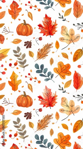 Vector Pattern of Autumn. Colorful Vector Illustration for Autumn. Light Warm Color Pattern
