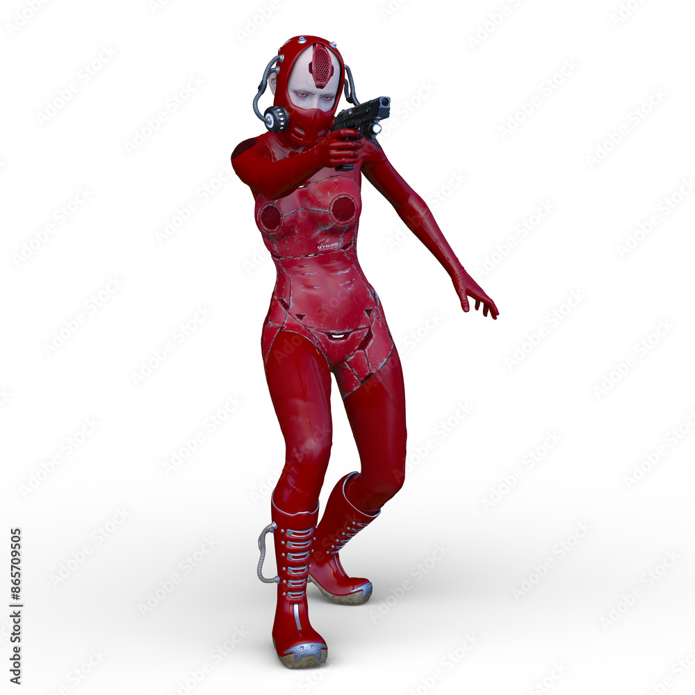 女性サイボーグ　3DCGレンダリング