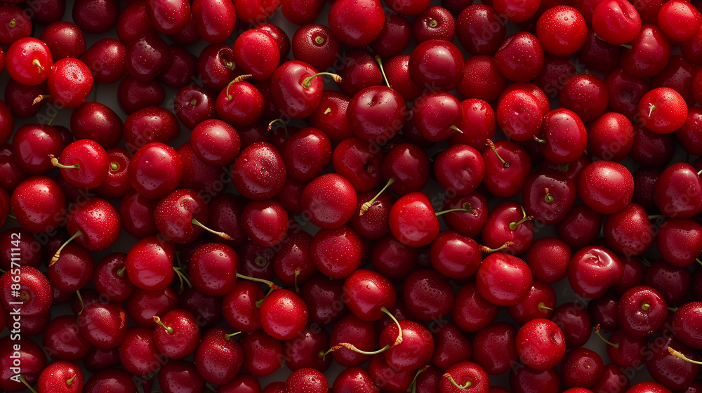 Fresh red cherry background from top view for background Fresh red cherry background from top view for background