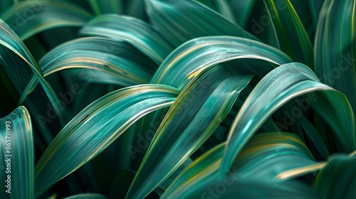 Green tropical plant close-up