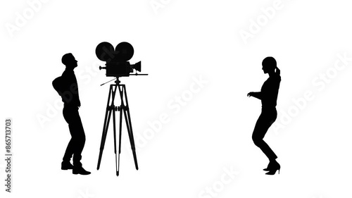 Film director with actress silhouette photo