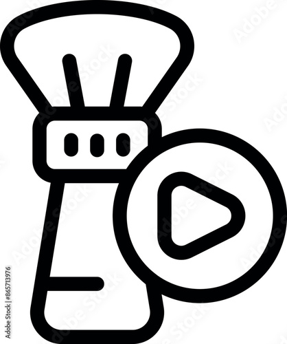 Makeup brush icon with video play button for beauty bloggers creating online content