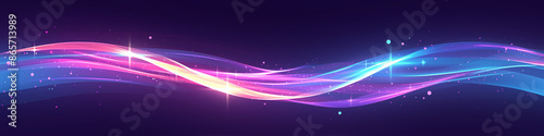 Abstract colorful wave lines on a dark background with light effects, suitable for technology-themed design.