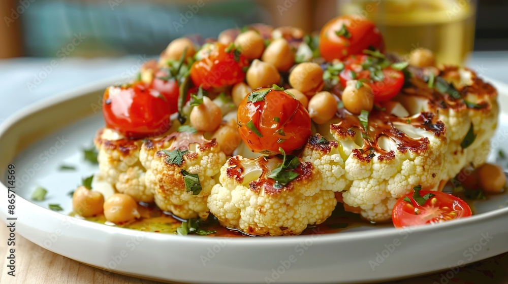 Roasted Cauliflower with Cherry Tomatoes and Chickpeas Roasted Cauliflower with Cherry Tomatoes and Chickpeas