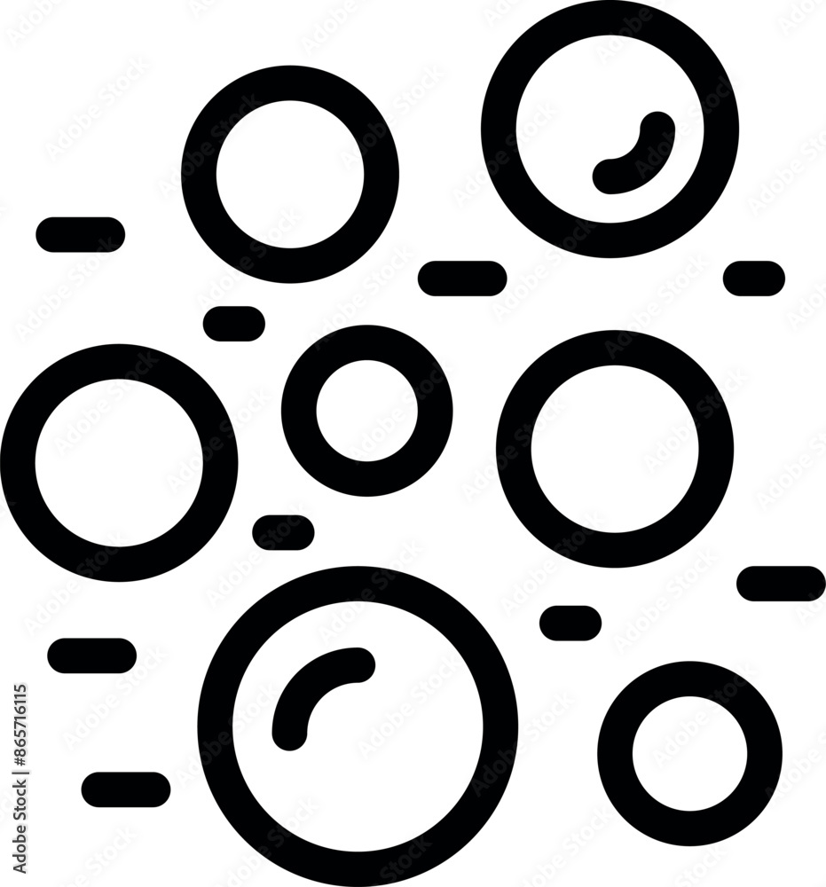 Line art icon of soap bubbles floating creating a sense of joy and peace Line art icon of soap bubbles floating creating a sense of joy and peace