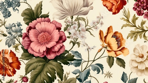 Vintage Floral Motifs Wallpaper