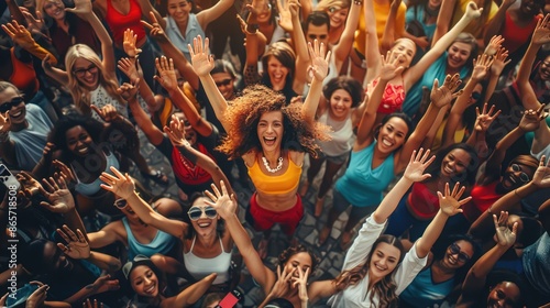 A group of diverse people are dancing and having fun at a party. AIG535 photo