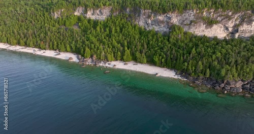 rock beach at sunset