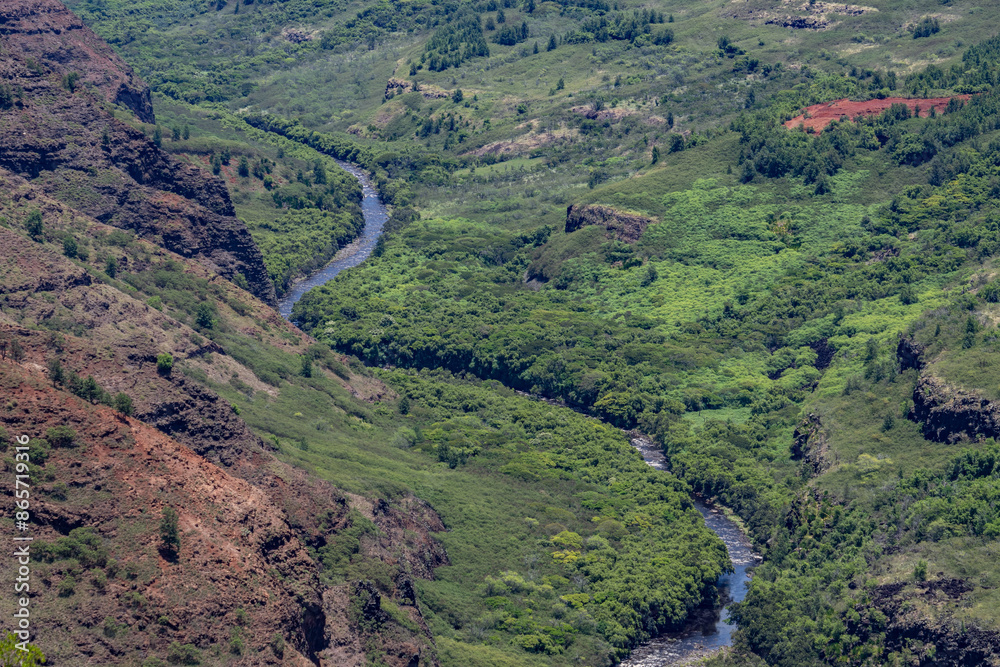 Waimea Canyon Dr, Kauai, Hawaii. Waimea River Waimea Canyon Dr, Kauai, Hawaii. Waimea River