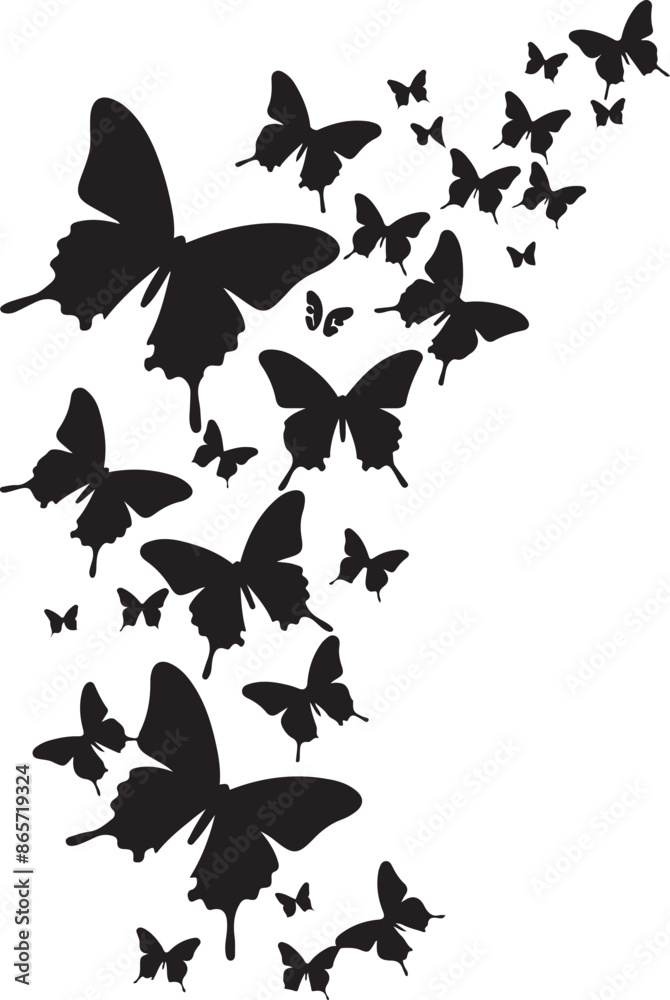 Naklejka premium butterfly Set on white background