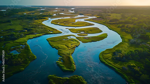 Estuarine habitat highlighting biodiversity wading birds and shellfish beds capturing with a high ISO setting for low light conditions