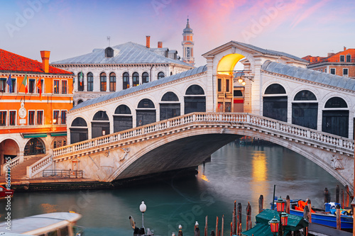 Venice, Italy at the Rialto Bridge over the Grand Canal