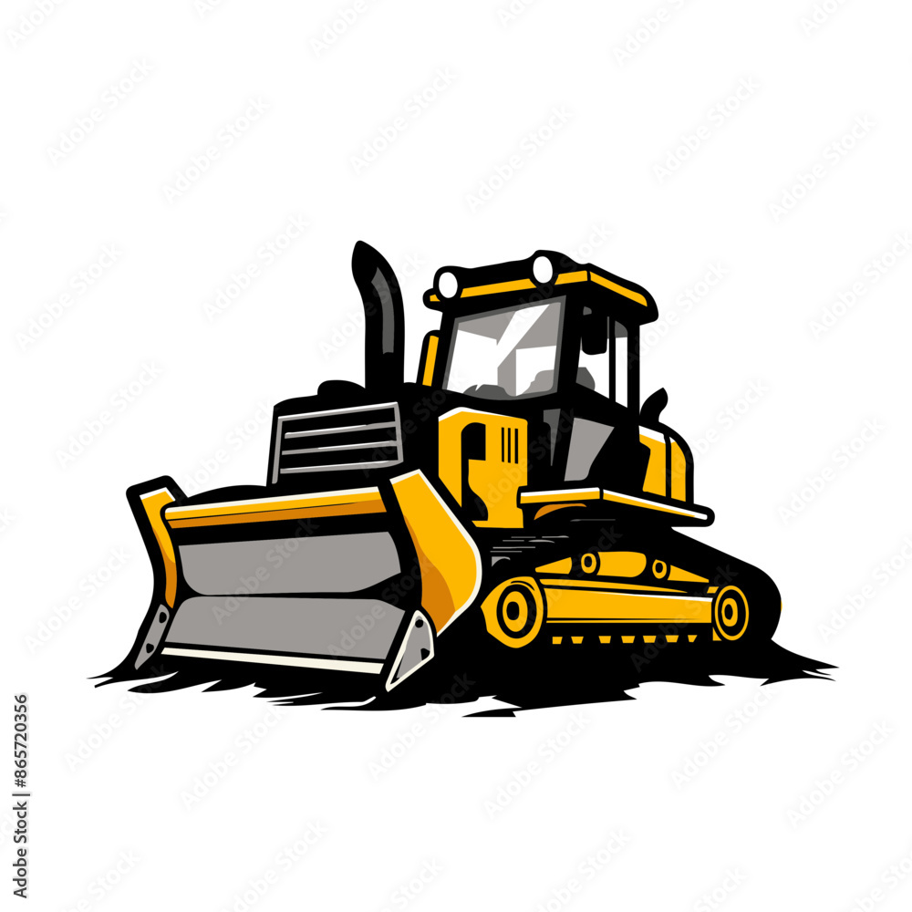 Fototapeta premium Bulldozer Logo Illustration Clipart for Construction Logo Design Heavy Machinery Illustrations Construction Equipment Graphics