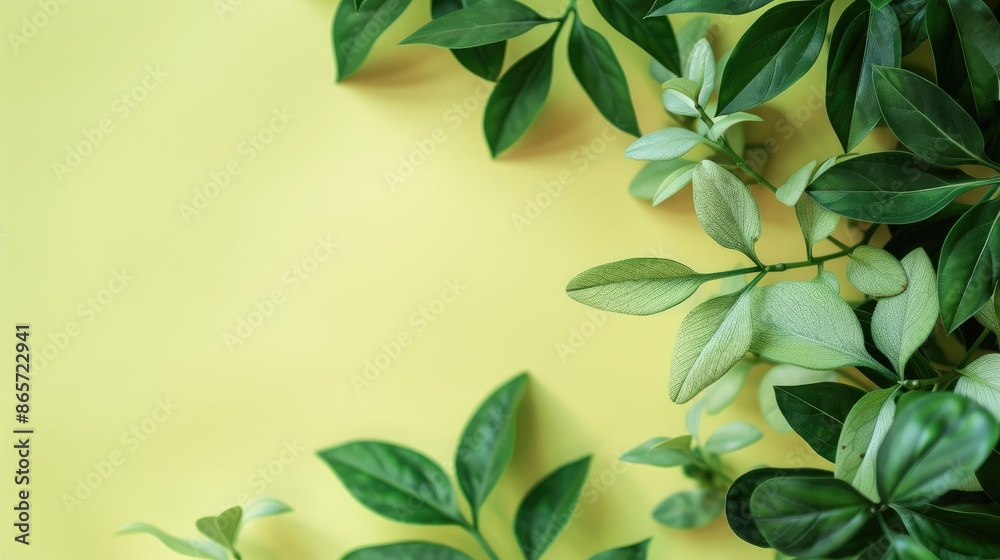 Fresh light green leaves from euphorbia plant with blank copy space Symbolizing Environment and Earth Day Fresh light green leaves from euphorbia plant with blank copy space Symbolizing Environment and Earth Day