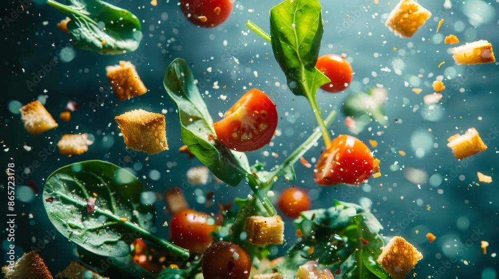 Fresh Salad Ingredients in Motion - Generative AI Fresh Salad Ingredients in Motion - Generative AI
