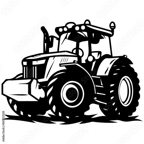 Tractor Silhouette Logo Illustration Clipart for Farming Logo Design Heavy Machinery Illustrations Farm Equipment Graphics Black and White