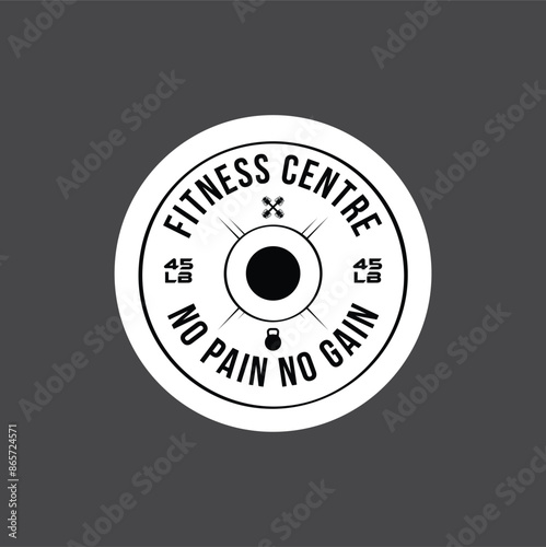 Vector Black and White barbell Plate, logo design	