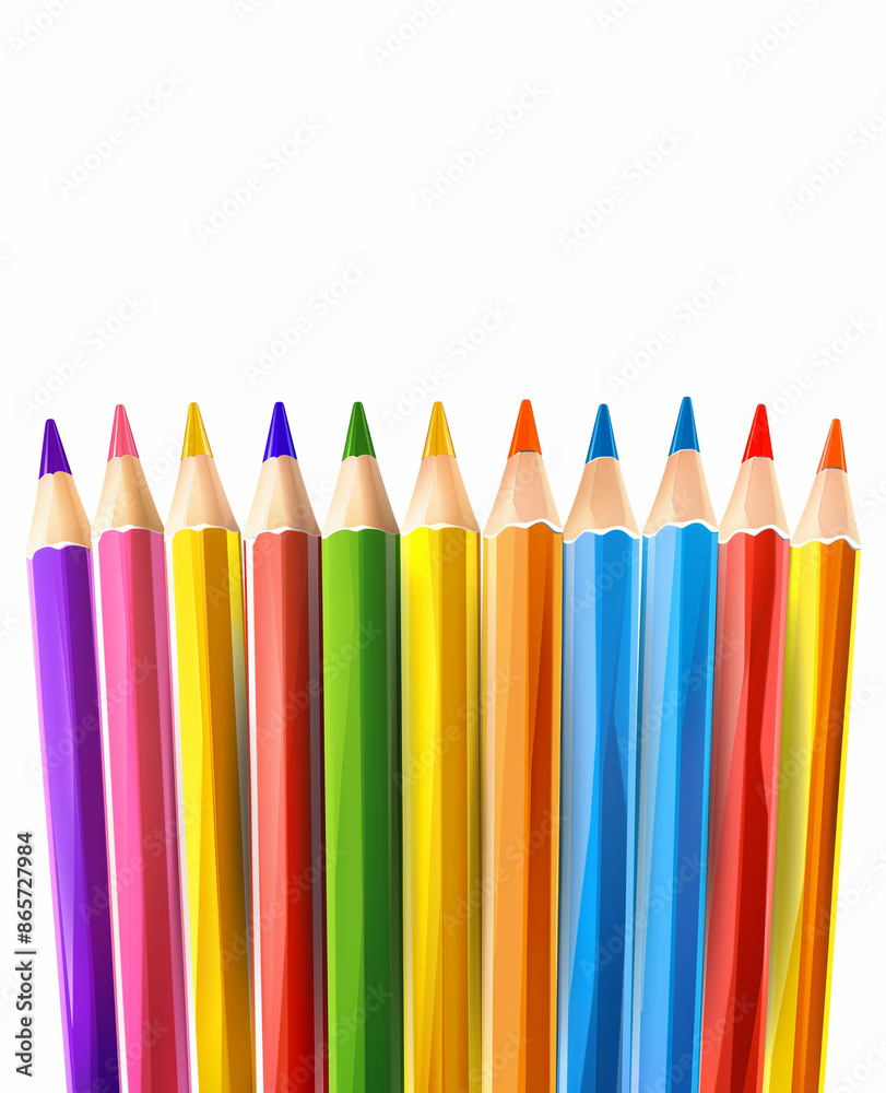 Set of colourful pencils isolated on white background, copy space Set of colourful pencils isolated on white background, copy space