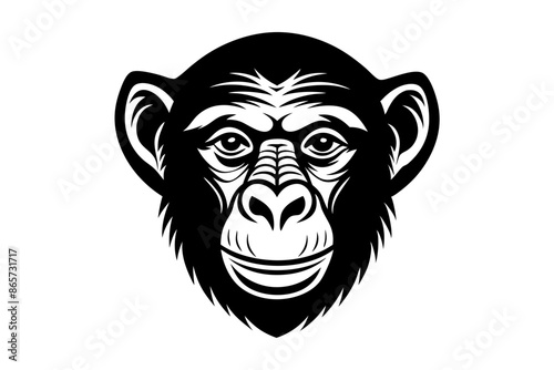 chimpanzee head silhouette vector illustration