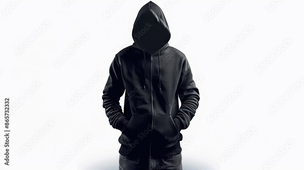 Male black hooded sweatshirt mockup for print design on white background. Male black hooded sweatshirt mockup for print design on white background.