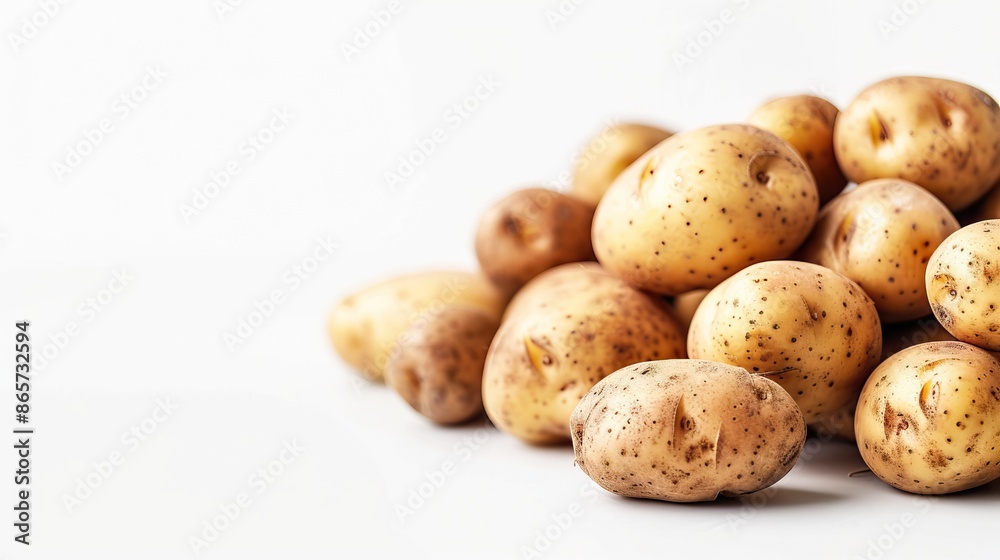 Close up shot of potatoes on white background. Close up shot of potatoes on white background.
