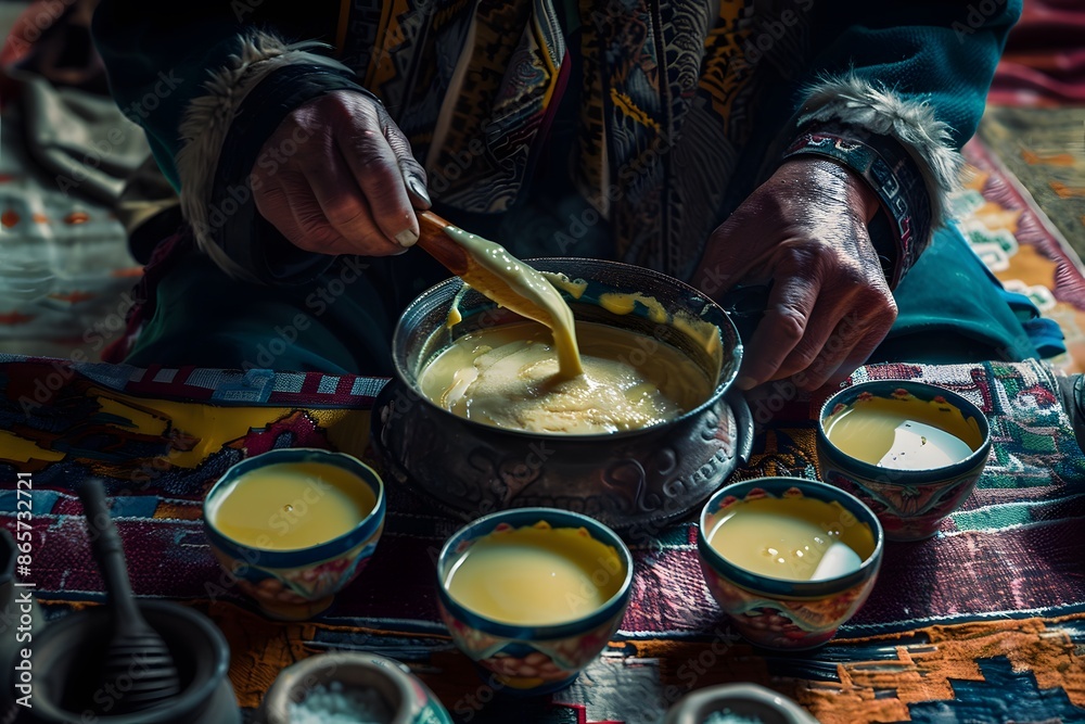 Preparing Traditional Mongolian Drink - Airag Preparing Traditional Mongolian Drink - Airag