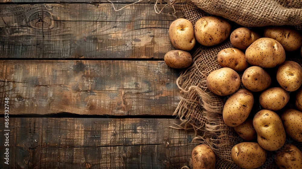 Close up of potatoes on wooden background. Close up of potatoes on wooden background.