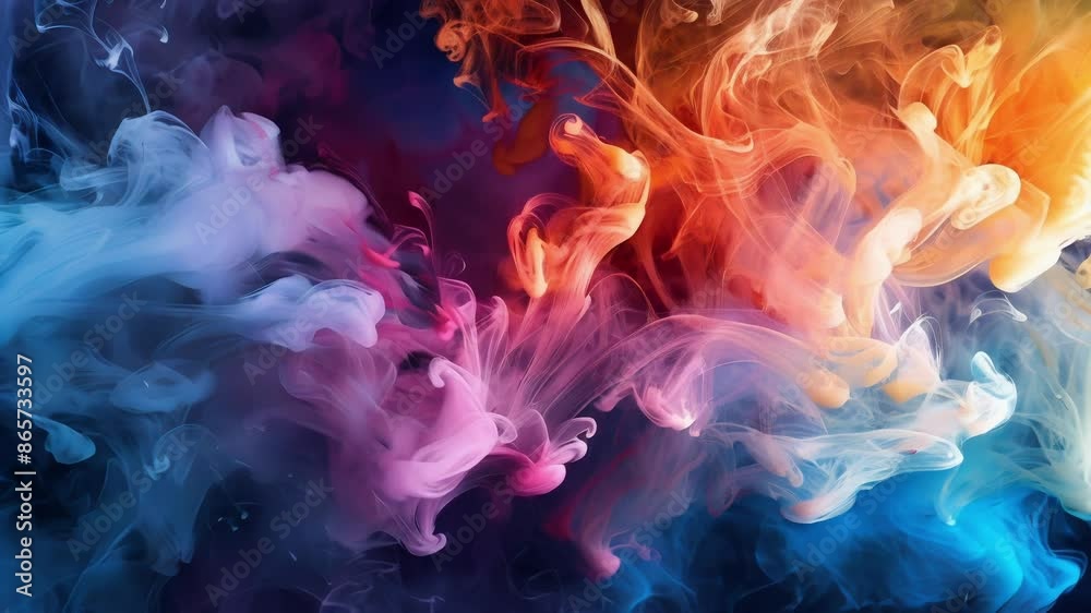 Mesmerizing swirls of colorful ink creating a captivating display on black Mesmerizing swirls of colorful ink creating a captivating display on black