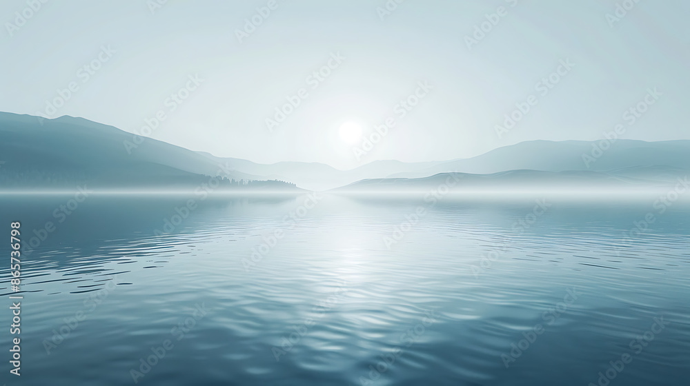 Serene Abstract Misty Mountain Lake Sunrise Serene Abstract Misty Mountain Lake Sunrise