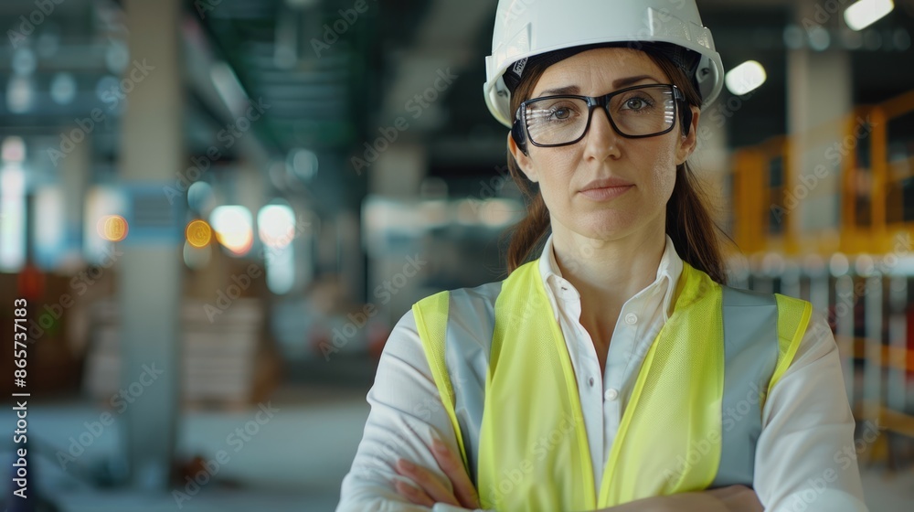 Woman engineer and construction manager at building site. Woman engineer and construction manager at building site.