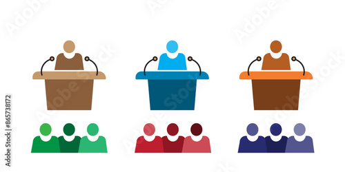 Businessmen with Microphone royalty free with three colorn vector art