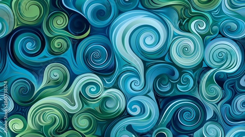 Abstract blue and green swirls.