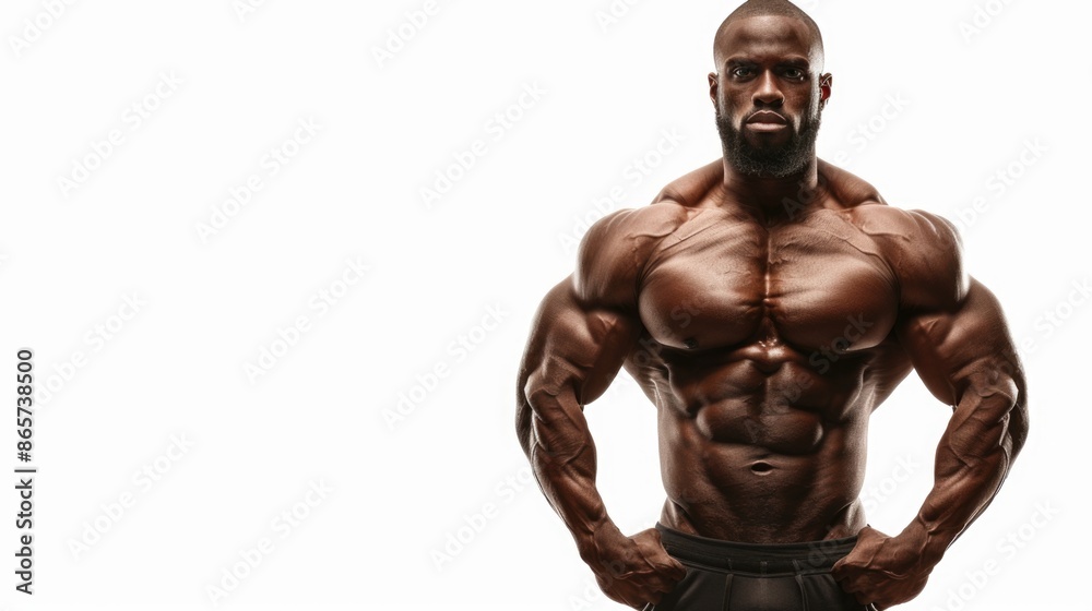 Fit man displaying muscles on white background. Fit man displaying muscles on white background.