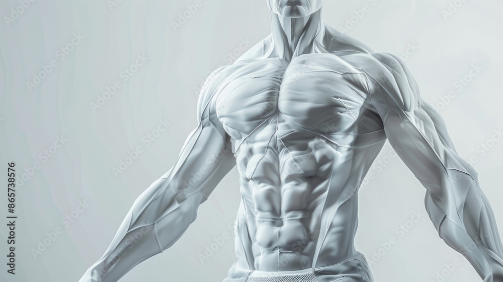 Fit man displaying muscles on white background. Fit man displaying muscles on white background.