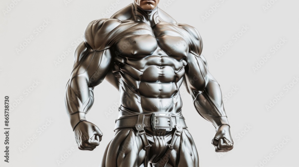 Fit man displaying muscles on white background. Fit man displaying muscles on white background.