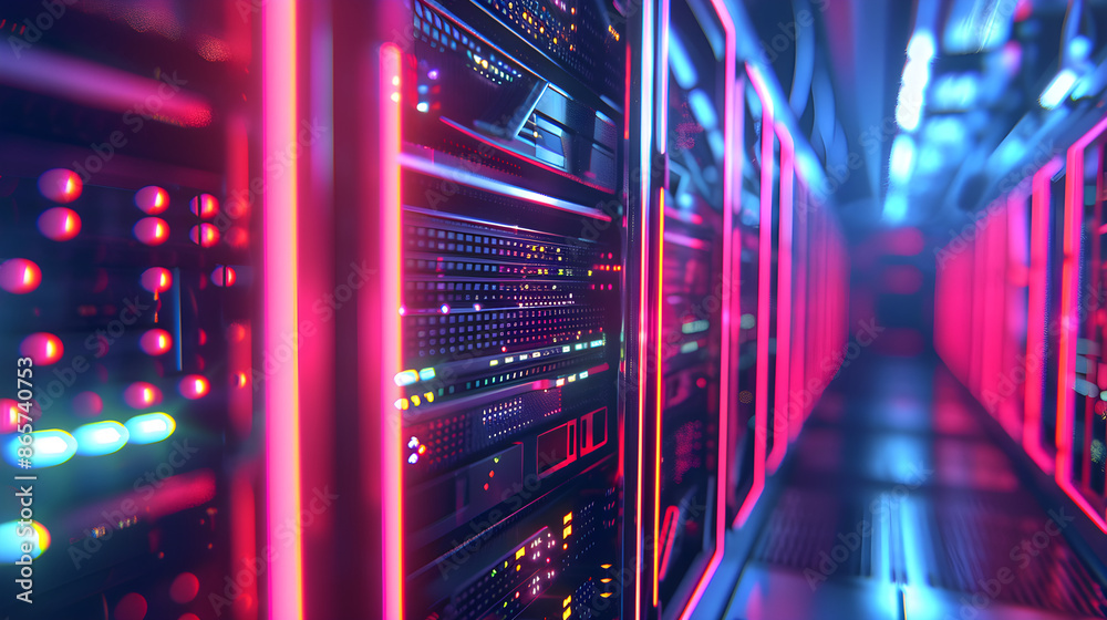 Hightech Data Center Featuring Secure Server Racks and Cybersecurity Systems Hightech Data Center Featuring Secure Server Racks and Cybersecurity Systems