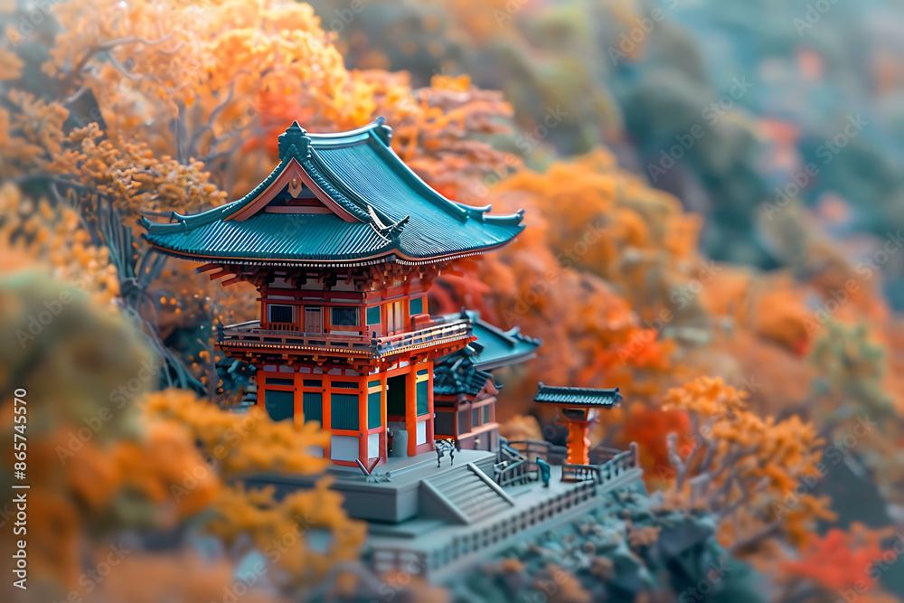 Nestled amidst mountain of Kyoto Japan vibrant hue of autumn transform landscape into scene of ethereal beauty ancient temple shrine peeking through colorful foliage traditional architecture Nestled amidst mountain of Kyoto Japan vibrant hue of autumn transform landscape into scene of ethereal beauty ancient temple shrine peeking through colorful foliage traditional architecture