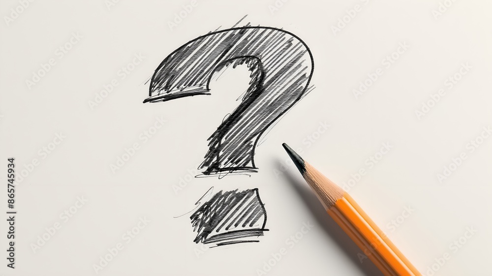 Creative Pencil Drawings Of Question Marks On White Backgrounds - Symbolizing Curiosity, Inquiry, And Artistic Expression, Yellow Pencil Drawing Of A Question Mark, On White Background Creative Pencil Drawings Of Question Marks On White Backgrounds - Symbolizing Curiosity, Inquiry, And Artistic Expression, Yellow Pencil Drawing Of A Question Mark, On White Background