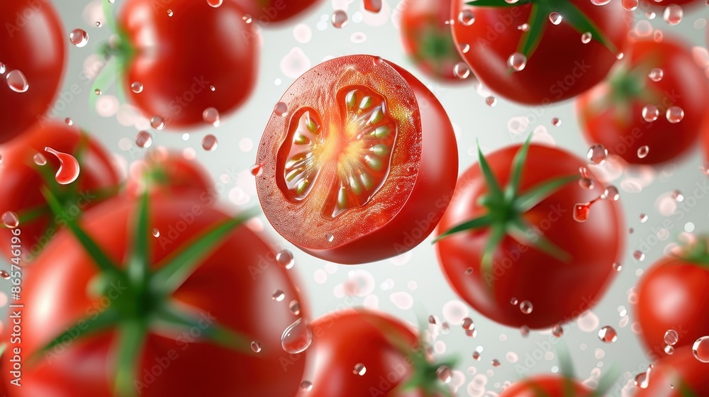 Close-up image of fresh red tomatoes with detailed water droplets, showcasing their freshness and edibility, best suited for culinary and health-related content. Close-up image of fresh red tomatoes with detailed water droplets, showcasing their freshness and edibility, best suited for culinary and health-related content.
