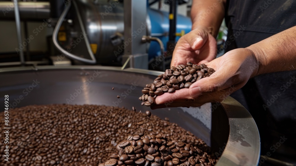 Coffee Beans Being Handled in a Roasting Plant Coffee Beans Being Handled in a Roasting Plant