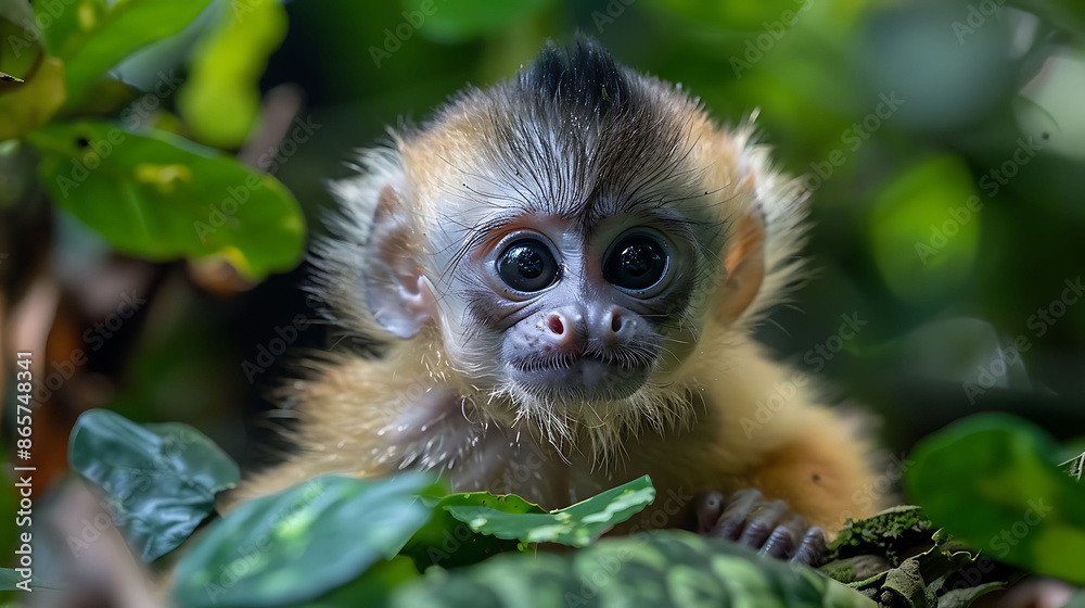 Fototapeta premium Rainforest a capuchin monkey
