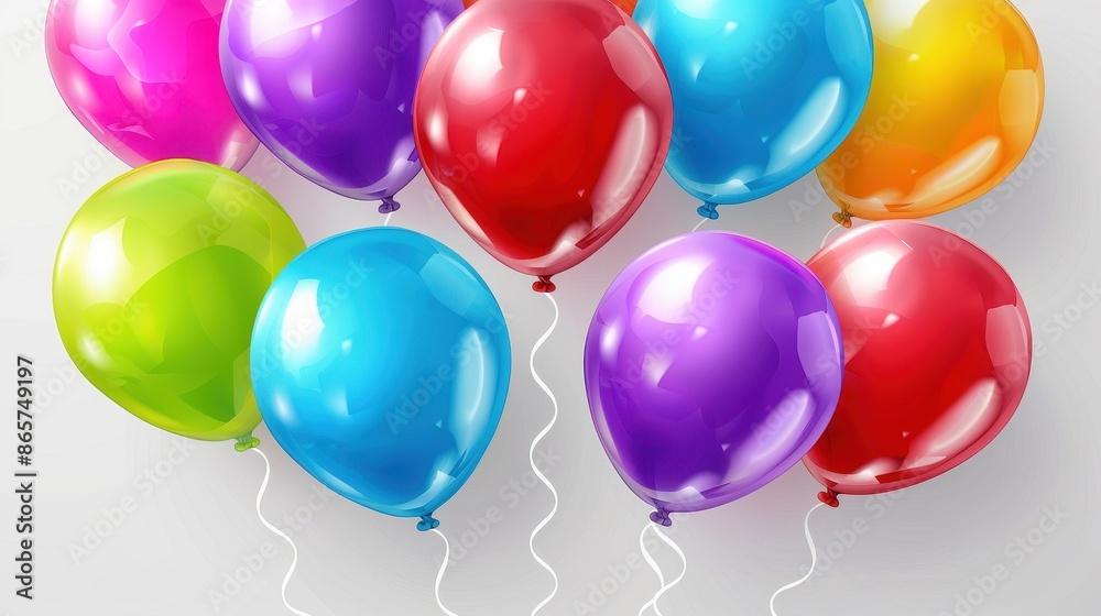 A cluster of brightly colored, shiny balloons floating against a light background. Includes shades like red, blue, yellow, green, and purple, ideal for festive decorations. A cluster of brightly colored, shiny balloons floating against a light background. Includes shades like red, blue, yellow, green, and purple, ideal for festive decorations.