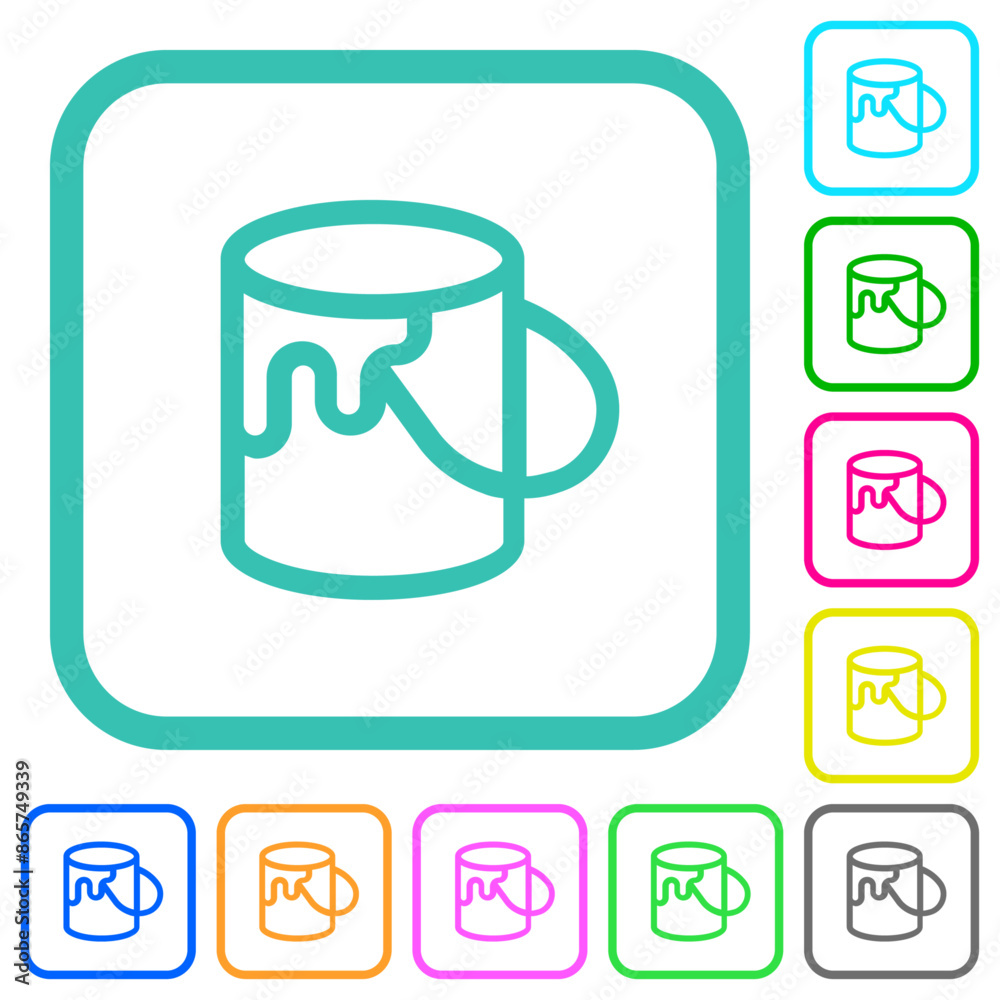 Paint bucket outline vivid colored flat icons Paint bucket outline vivid colored flat icons
